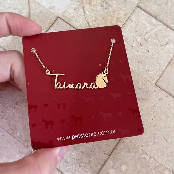 Colar Personalizado Tainara com Cavalo Banhado a Ouro 18k