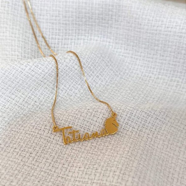 Colar Personalizado Tatiana com Cavalo Banhado a Ouro 18k
