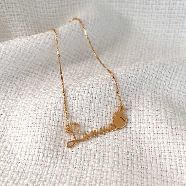 Colar Personalizado Lanna com Cavalo Banhado a Ouro 18k