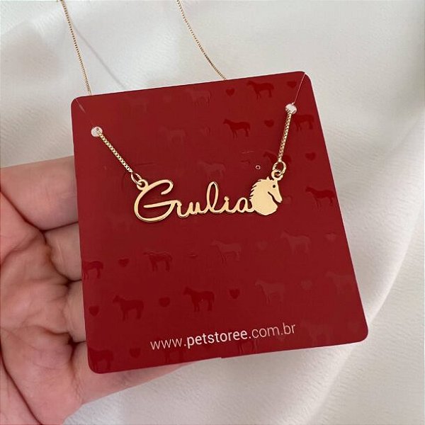 Colar Personalizado Giulia com Cavalo Banhado a Ouro 18k