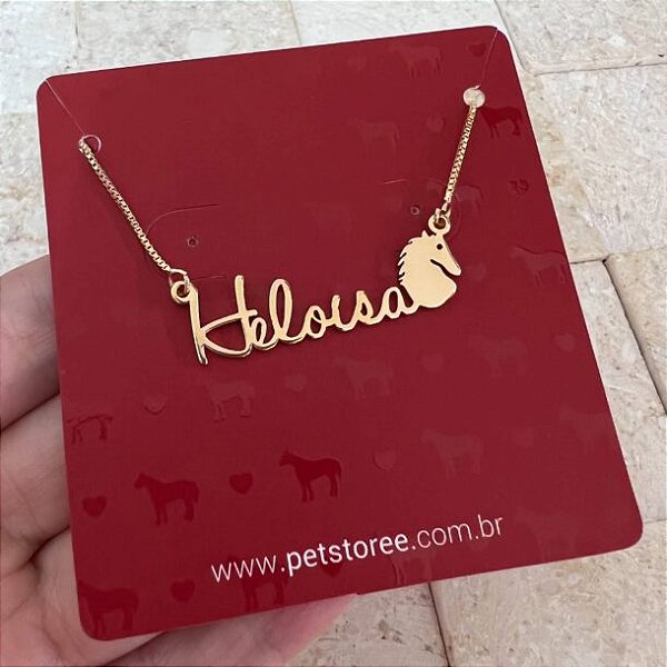 Colar Personalizado Heloisa com Cavalo Banhado a Ouro 18k