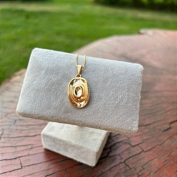 Colar Feminino Chapéu Country delicado Banhado a Ouro 18K