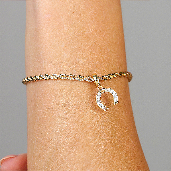 Pulseira Feminina Ferradura Sublime Banhado a Ouro 18k