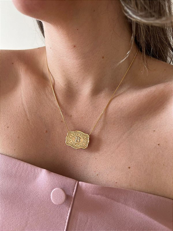 Colar Fivela Letra Banhado a Ouro 18k