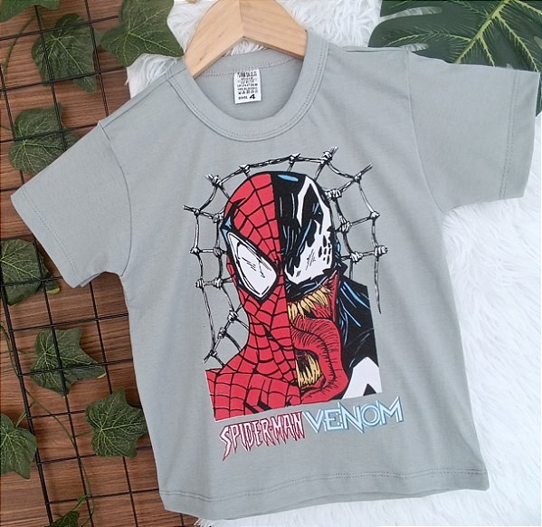 Camiseta Infantil Masculina Venom e Homem-Aranha