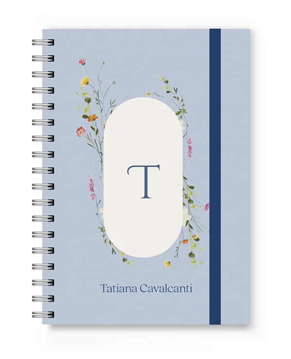 Caderno A5 Florart Alfabeto Floral Azul
