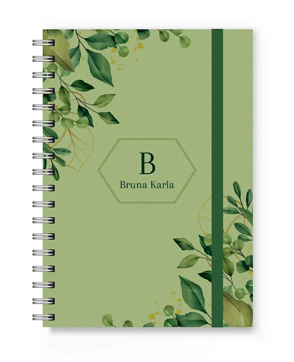 Caderno A5 Florart Alfabeto Floral Verde