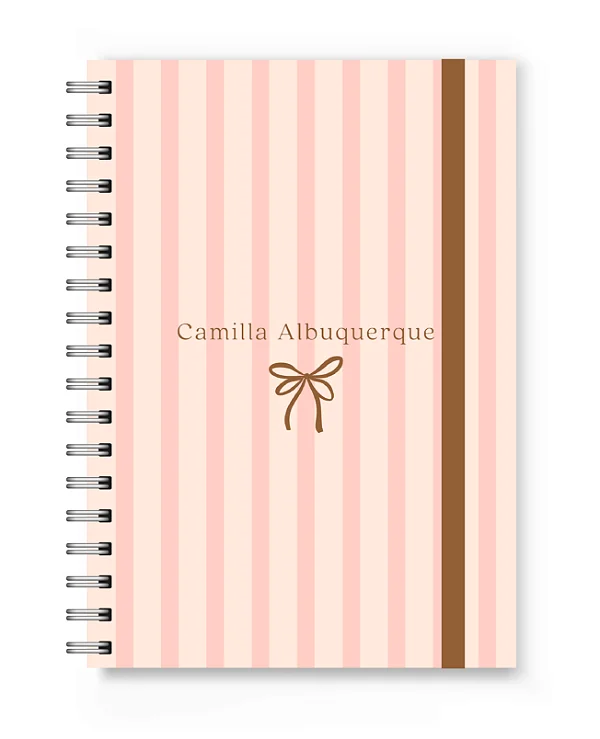 Caderno A5 Florart Listrado Rosa