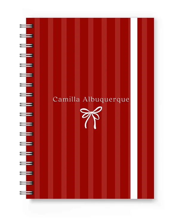 Caderno A5 Florart Listrado Vermelho
