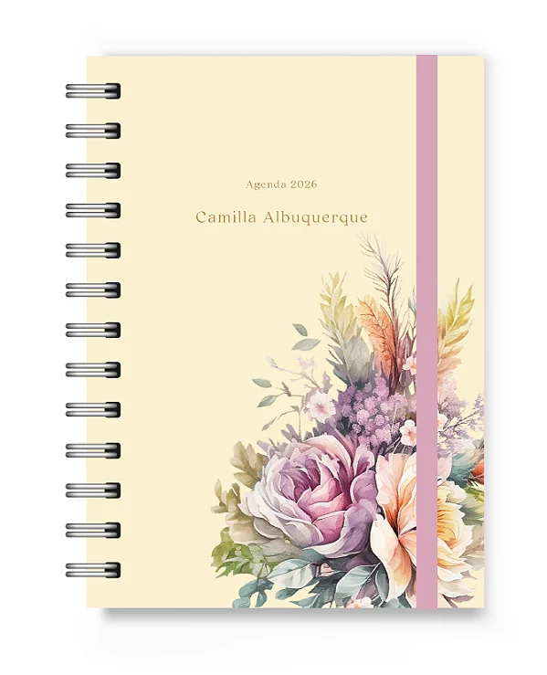 Mini Agenda 2026 Florart Bege Floral