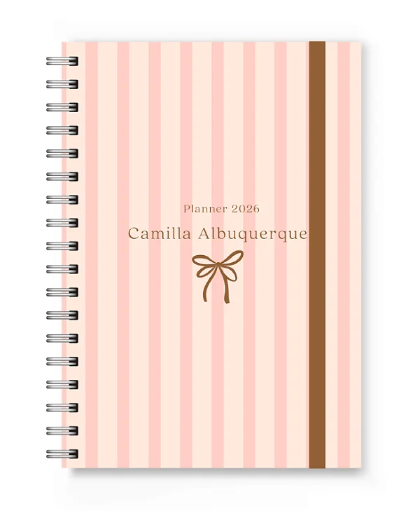 Planner 2026 Florart Listrado Rosa