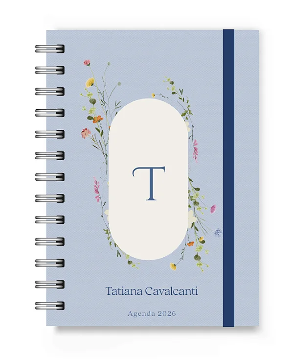 Mini Agenda 2026 Florart Alfabeto Floral Azul
