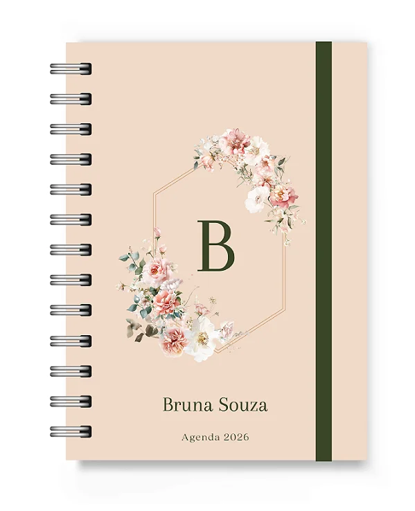 Mini Agenda 2026 Florart Alfabeto Floral Rosê