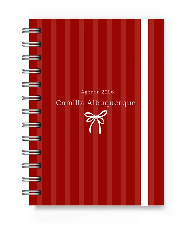Mini Agenda 2026 Florart Listrada Vermelha