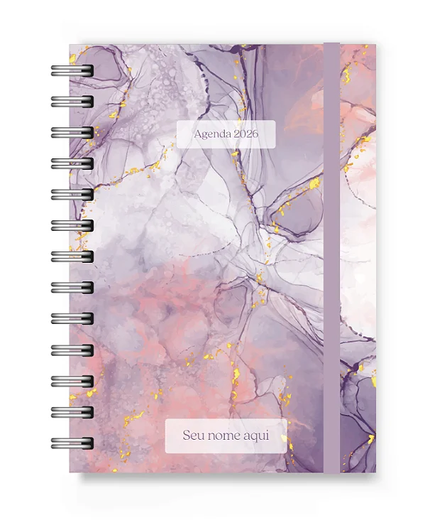 Mini Agenda 2026 Florart Marmorizado Roxo