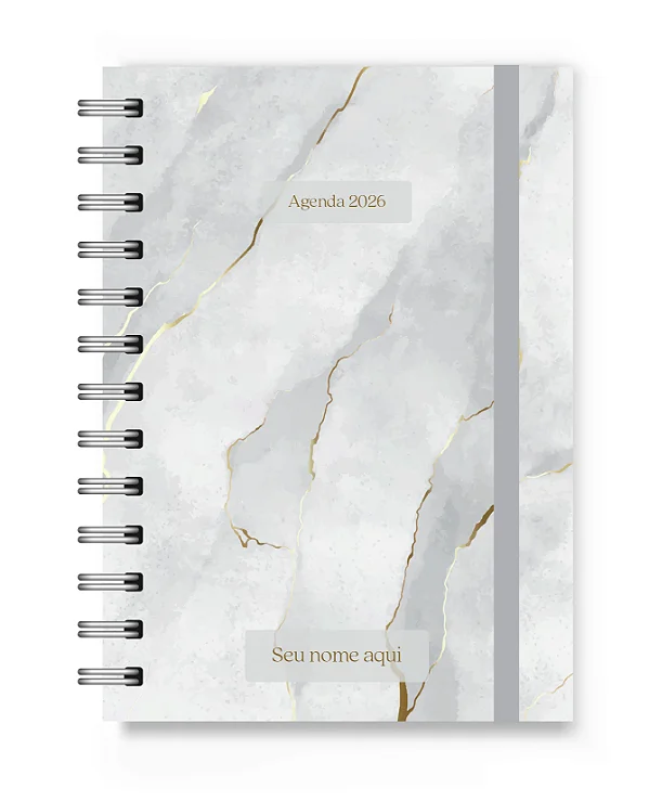 Mini Agenda 2026 Florart Marmorizado Branco