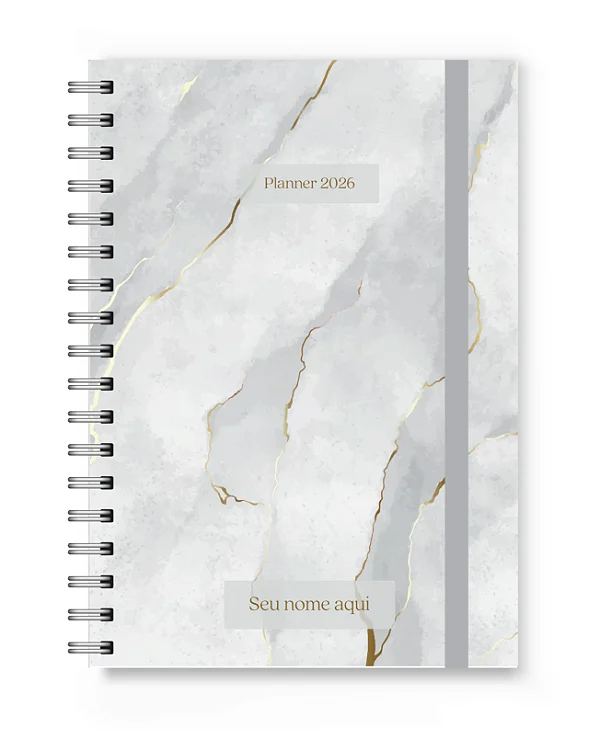 Planner 2026 Florart Marmorizado Branco