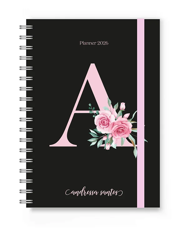 Planner 2026 Florart Alfabeto Preto