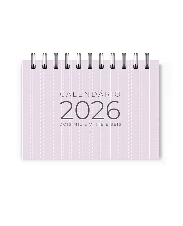 Calendário de Mesa 2026 Lilás