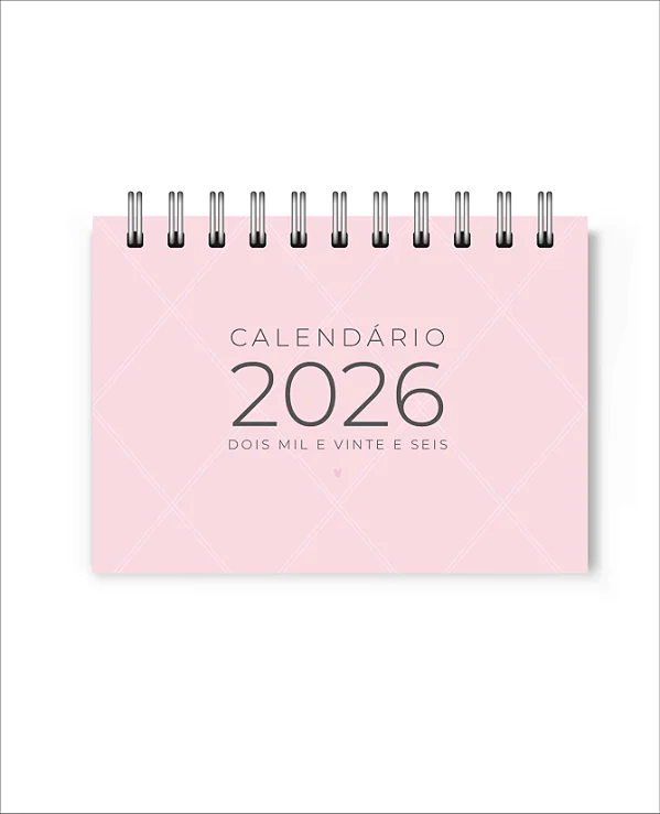 Calendário de Mesa 2026 Rosa