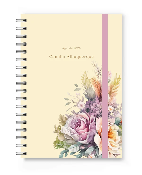 Agenda 2026 Florart Bege Floral