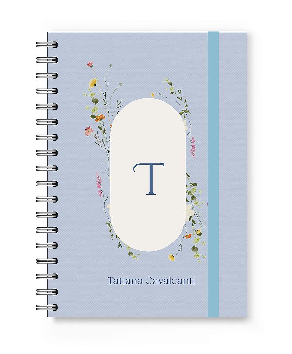 Caderno Personalizado Florart Alfabeto Floral Azul