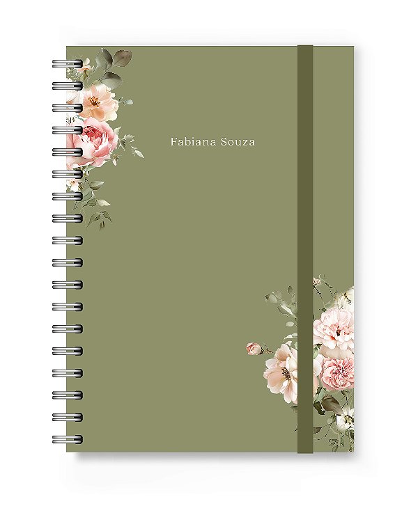 Caderno Personalizado Florart Verde Floral