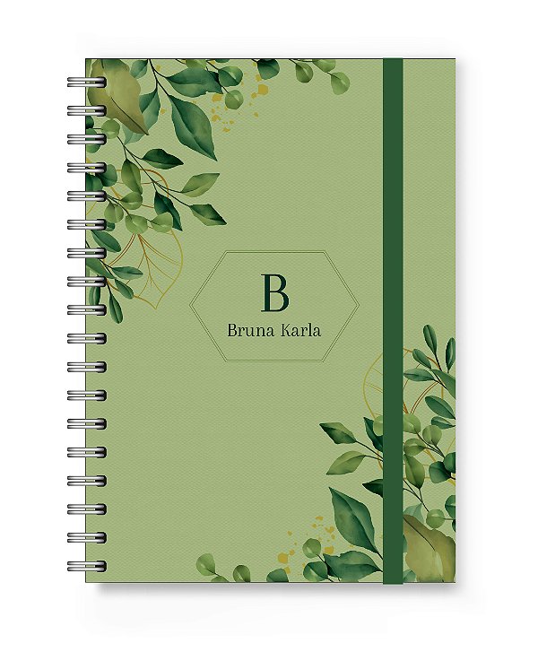 Caderno Personalizado Florart Alfabeto Floral Verde