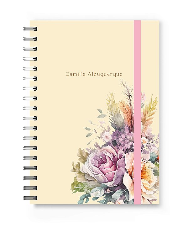 Caderno Personalizado Florart Bege Floral
