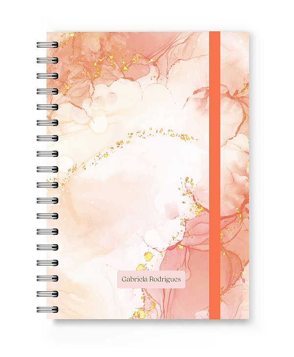 Caderno Personalizado Florart Mármore Laranja
