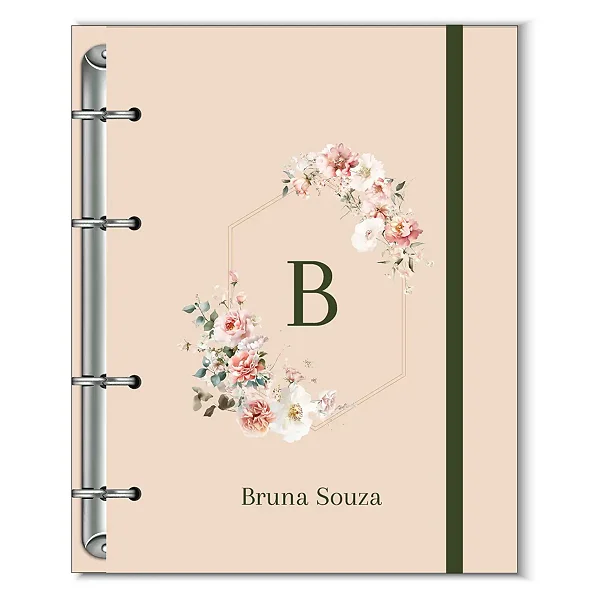 Fichário Florart Alfabeto Floral Rosê