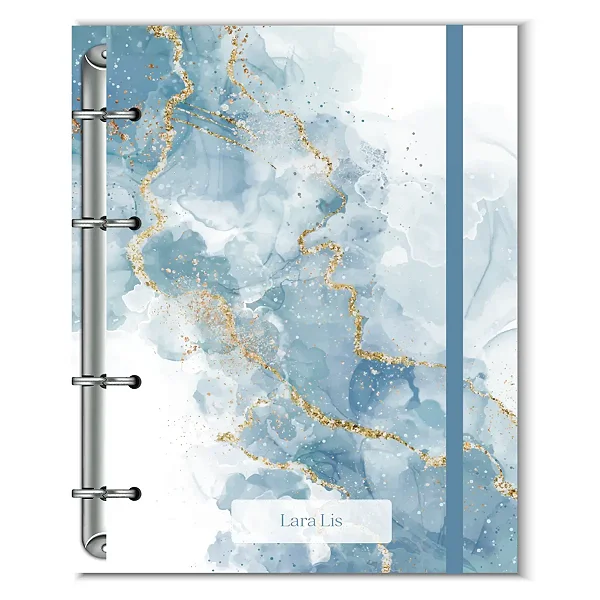 Fichário Florart Mármore Azul