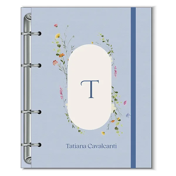 Fichário Florart Alfabeto Floral Azul