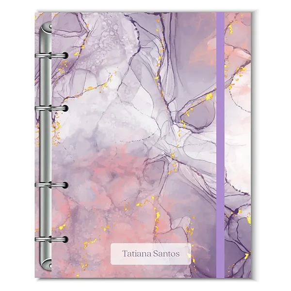 Fichário Florart Mármore Lilás