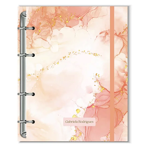 Fichário Florart Mármore Laranja