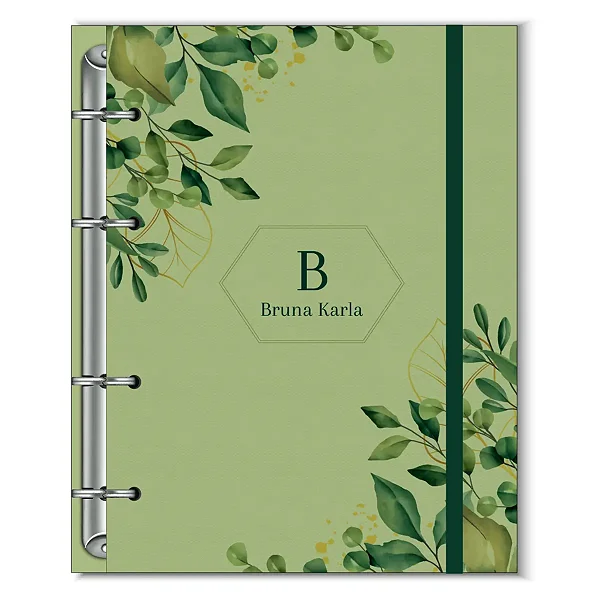 Fichário Florart Alfabeto Floral Verde