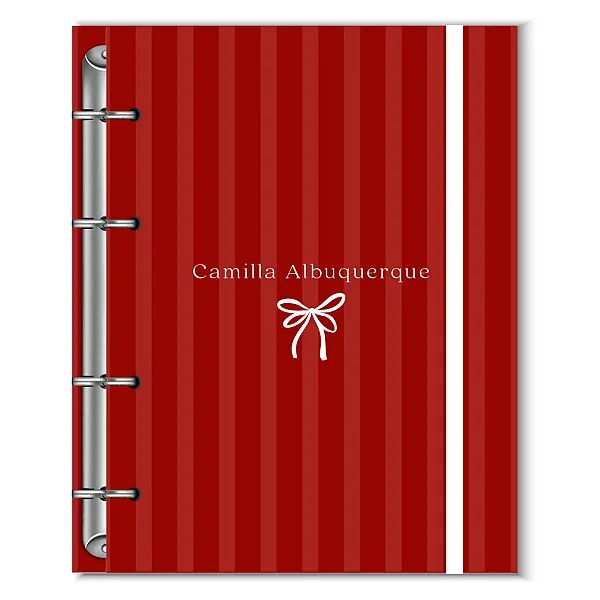 Fichário Florart Listrado Vermelho