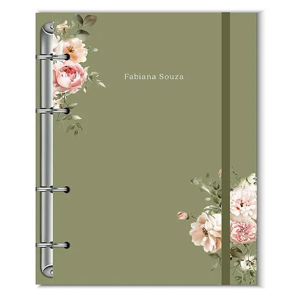 Fichário Florart Verde Floral