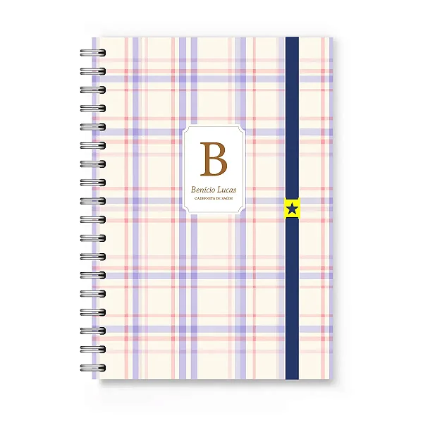 Caderneta de Vacinação Florart Xadrez Azul