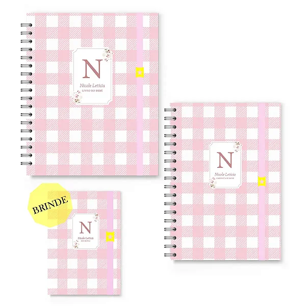 Kit Maternidade Florart Xadrez Rosa