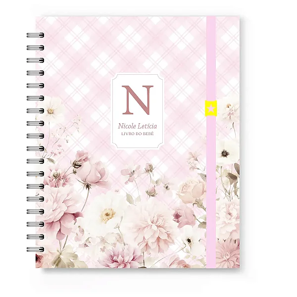 Livro do Bebê Florart Xadrez Flores Brancas