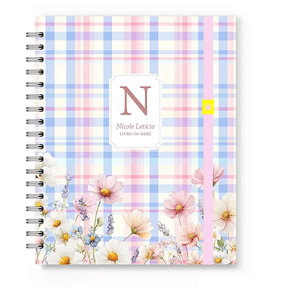 Livro do Bebê Florart Xadrez Flores Rosas