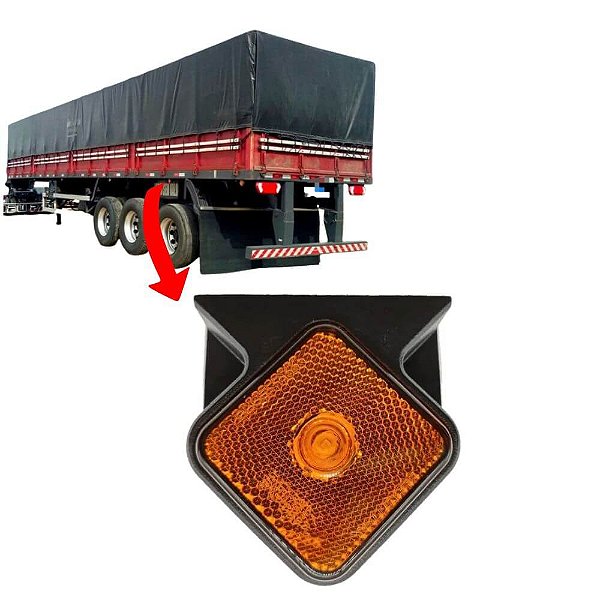 Lanterna Lateral Carreta Guerra 2014 Ambar Bivolt C/Suporte Braslux