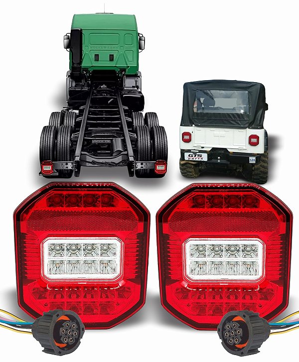 Par Lanterna Traseira Led Bivolt Ford Cargo Com Chicotes Vw