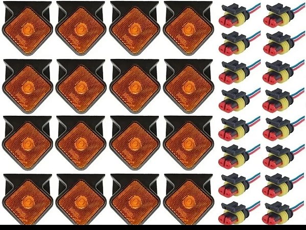 Kit 16 Lanterna Lateral Carretas Guerra Led 12v/24v C/chicot