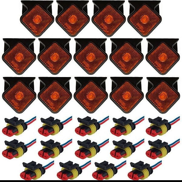 Kit 14 Lanternas Led Carretas Guerra Bivolt C/ Chicotes