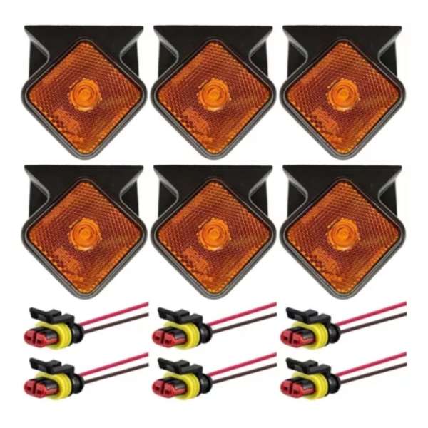 Kit 06 Lanternas Led Lateral Guerra 12v E 24v C/ Chicotes