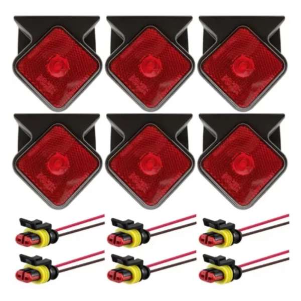 KIT 06 LANTERNAS LED LATERAL GUERRA 12V E 24V C/CHICOTES