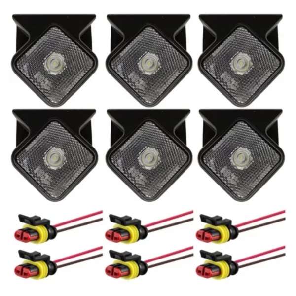 Kit 06 Lanternas Led Lateral Guerra 12v E 24v C/ Chicotes