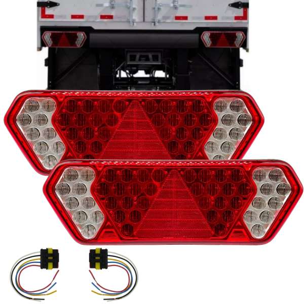 Par Lanterna Traseira C/Chicote Guerra Led Caminhão Carreta